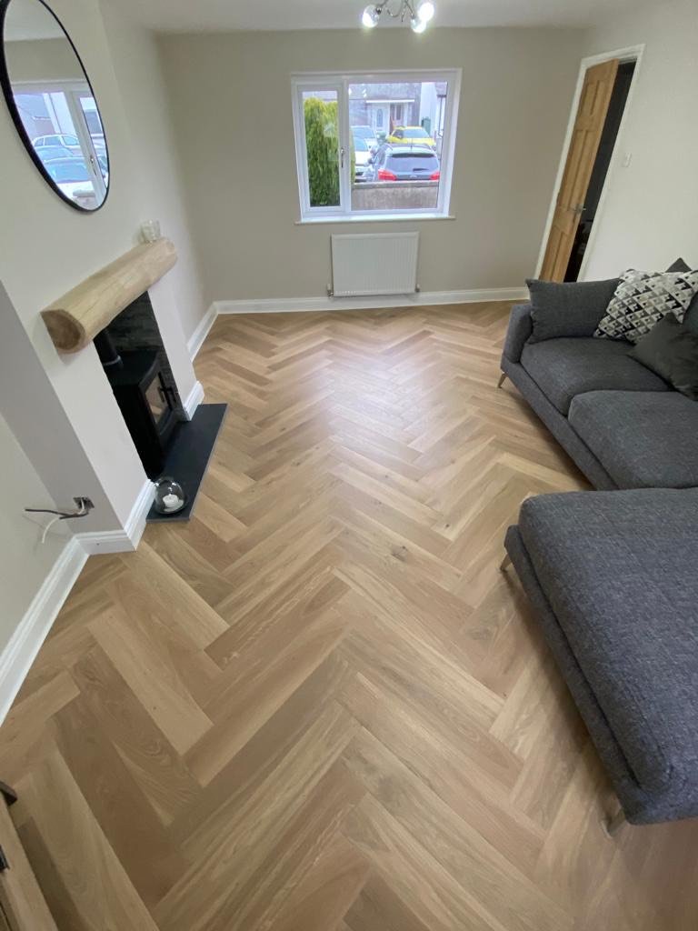 Natural herringbone engineered wood flooring