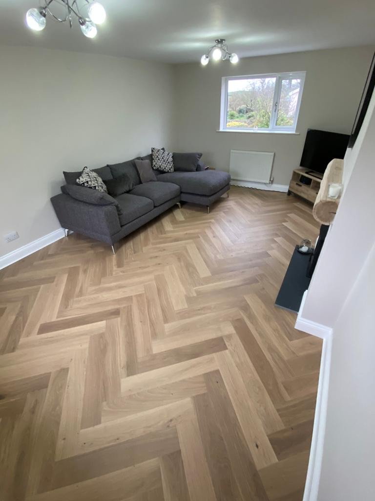 Natural herringbone engineered wood flooring
