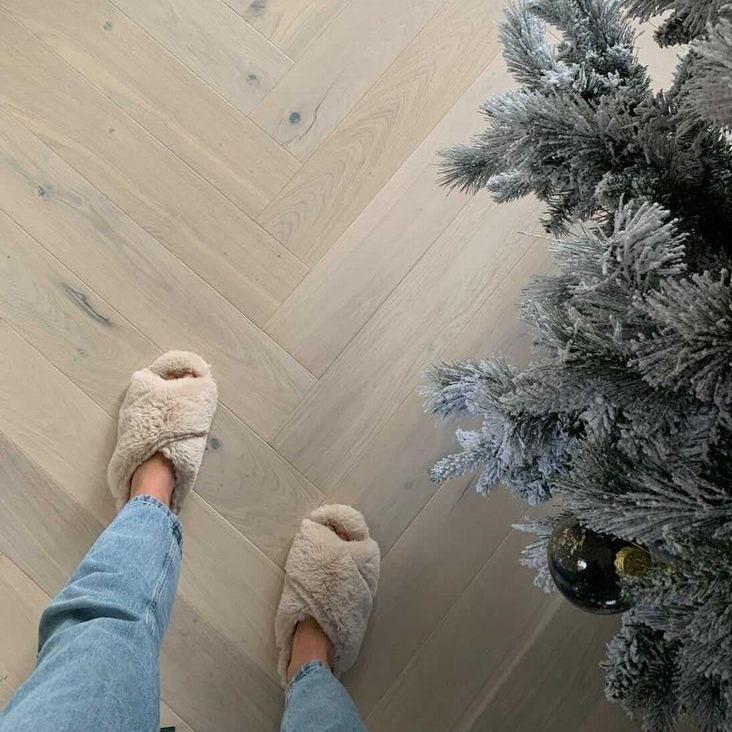 Luxury white rustic herringbone engineered wood flooring