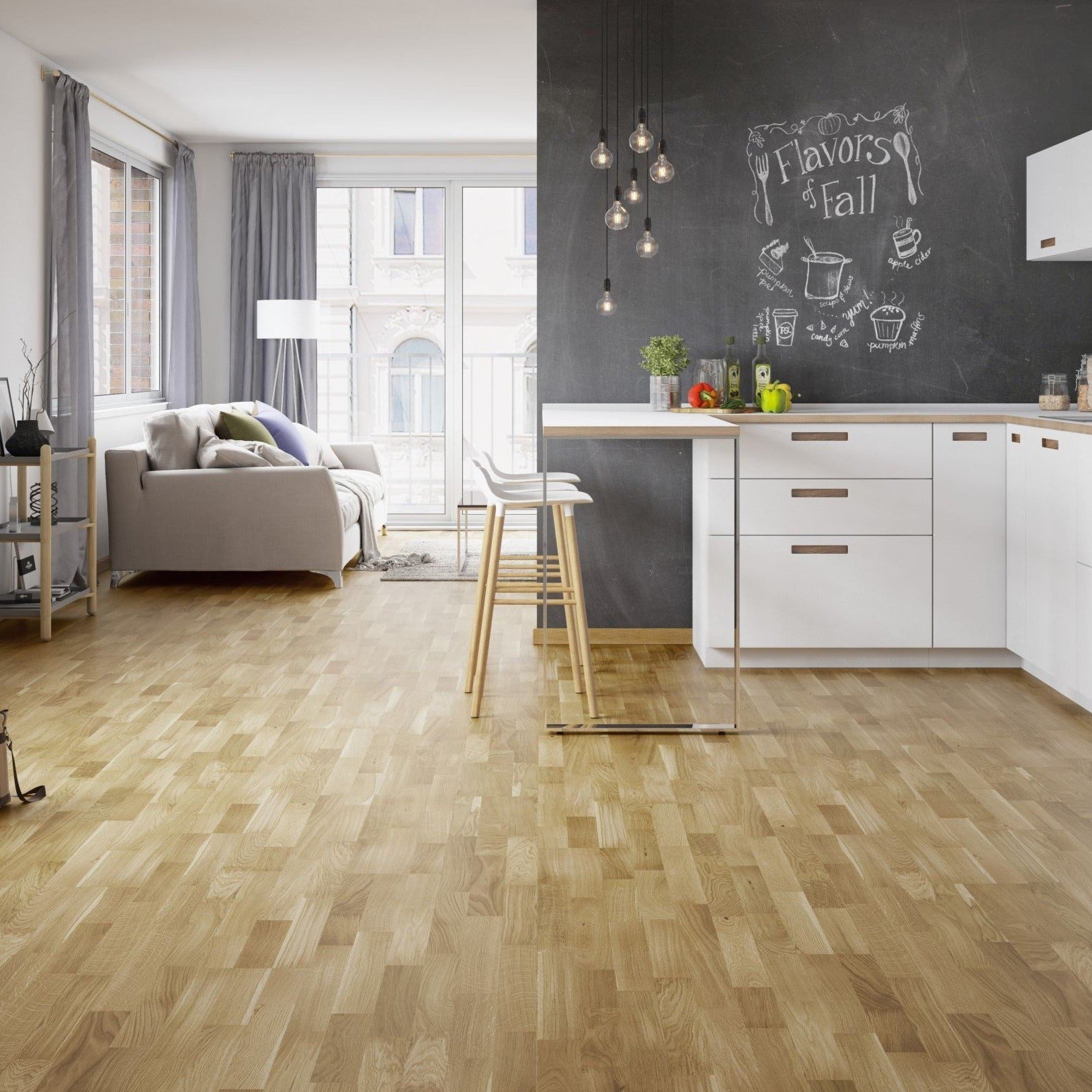 3-strip matt lacquered real wood flooring (5467722809501)