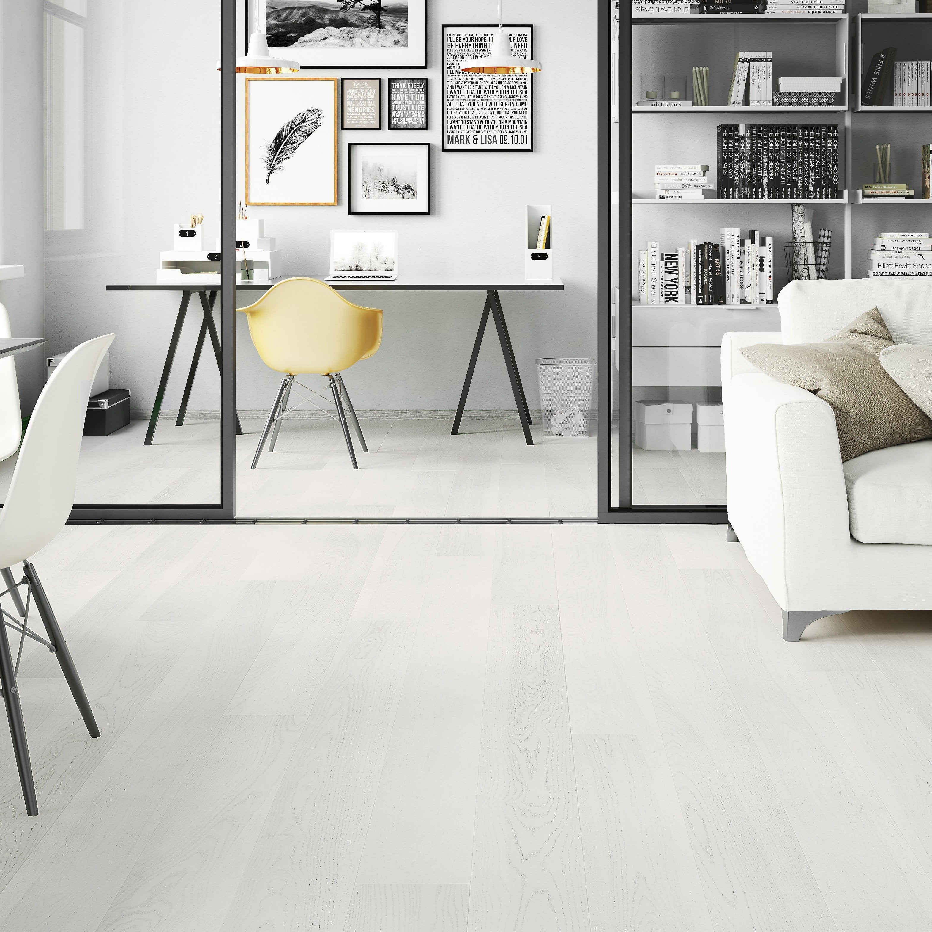 White wood flooring interior