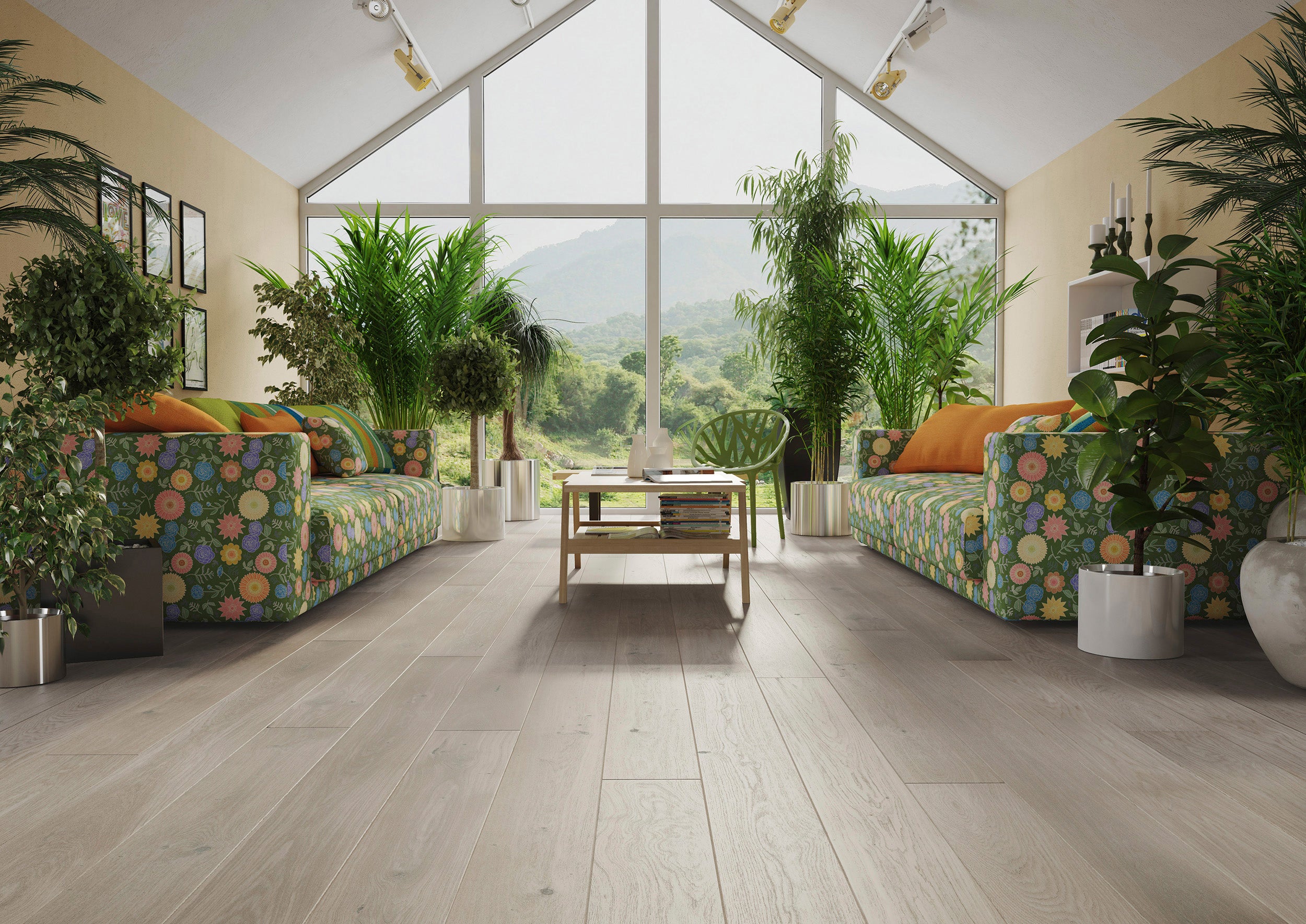 Light grey engineered wood flooring