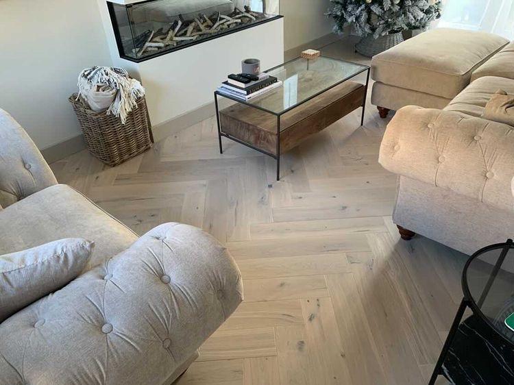 Luxury white rustic herringbone engineered wood flooring
